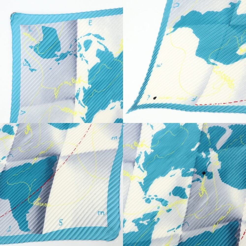 Hermes Pleated Carre 90 Silk Scarf World Map Blue - Picture 5 of 9